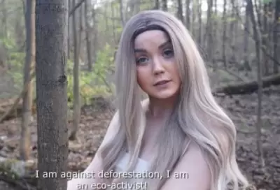 Взамен вырубки леса эко-активистка привязанная к дереву дала выебать себя леснику